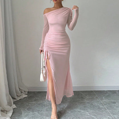 Ottilie Pink One-shoulder Maxi Dress