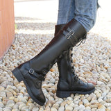 Wandflower Buckle Knee High Boots