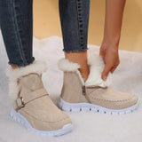 Gerbera Plush Buckle Snow Boots