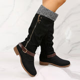 Fressia Knit Patchwork Knee High Boots