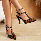 Hebe Leopard Rivet Pumps