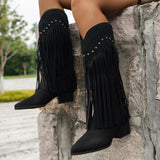 Daphne Tassel Suede Knee High Boots