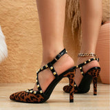 Hebe Leopard Rivet Pumps