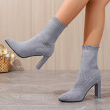 Diascia Knit Block Ankle Boots