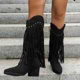 Daphne Tassel Suede Knee High Boots