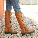 Wandflower Buckle Knee High Boots