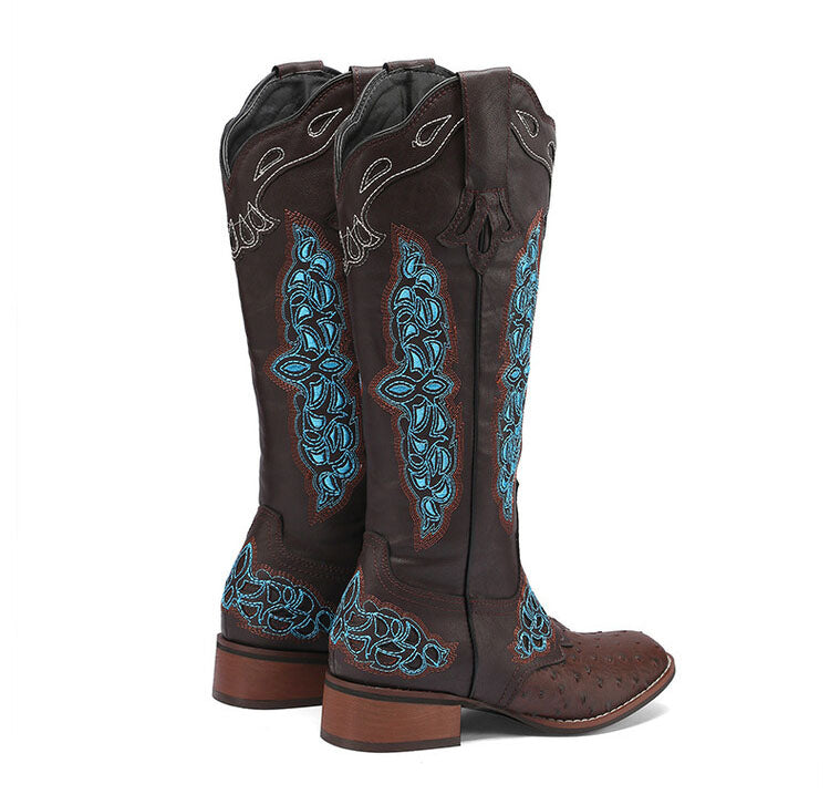 Peony Patchwork Leather Boots
