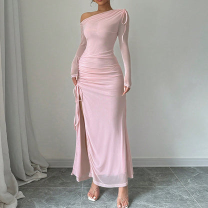 Ottilie Pink One-shoulder Maxi Dress
