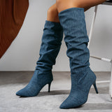 Cosmos Pleated Heel High Boots