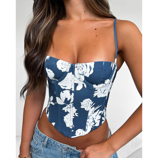 Luna Floral Corset Crop Top