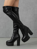 Linaria Platform Block Over Knee Boots