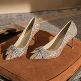 Jaborosa Rhinestone Bow Wedding Pumps