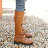 Wandflower Buckle Knee High Boots