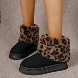 Lavender Leopard Furry Snow Boots