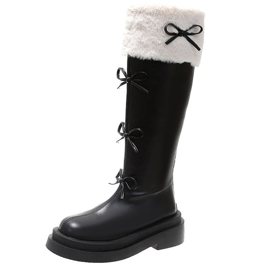 Mallow Bow Platform Knee High Boots