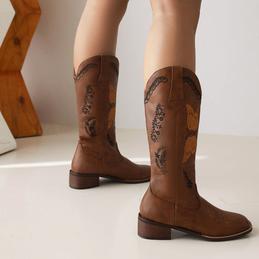 Gardenia Embroidery Cowboy Boots