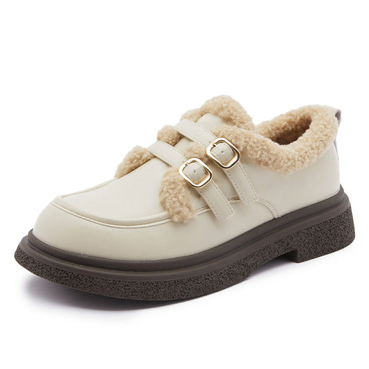 Daphne Plush Platform Buckle Loafers