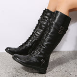 Wandflower Buckle Knee High Boots