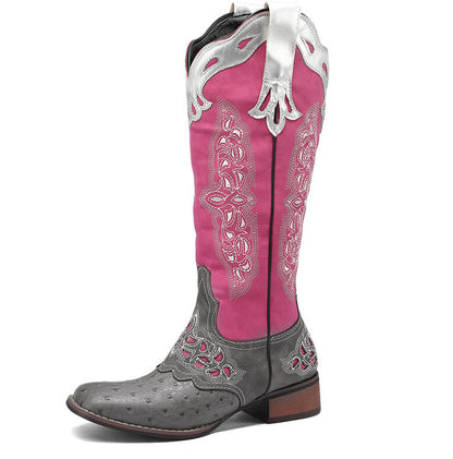 Peony Patchwork Leather Boots
