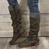 Fressia Knit Patchwork Knee High Boots