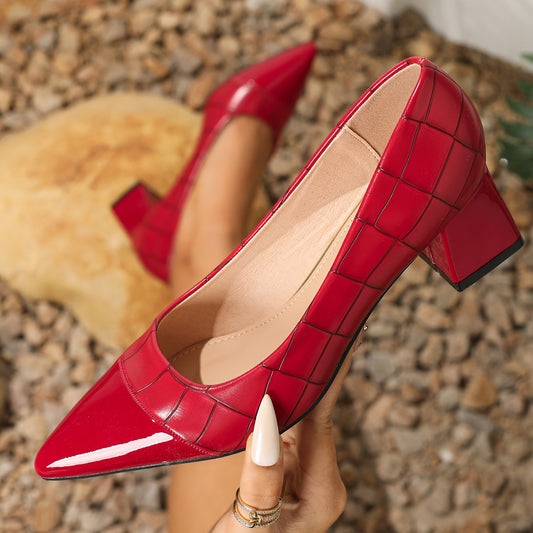 Linaria Solid Color Block Pumps