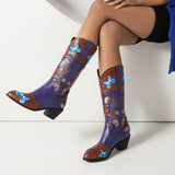 Hebe Embroidered Butterfly Cowboy Boots