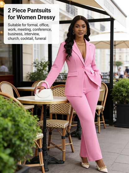 Lapel Blazer Pants Set
