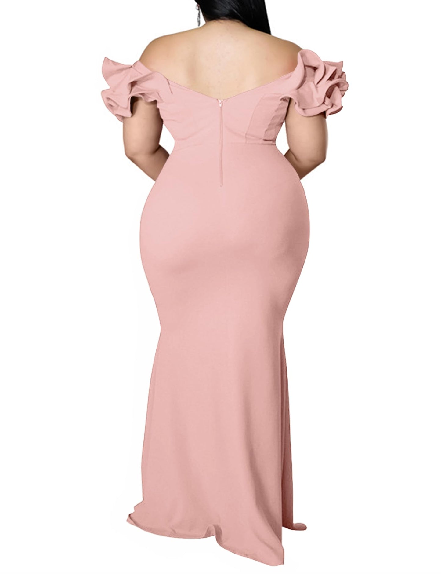 Maxi Dress  V-Neck Ruffle Sleeves Mermaid