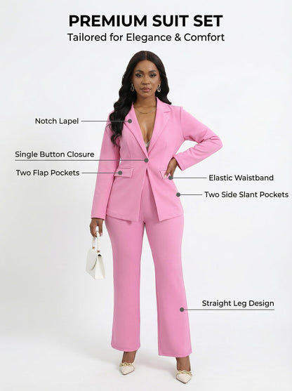 Lapel Blazer Pants Set
