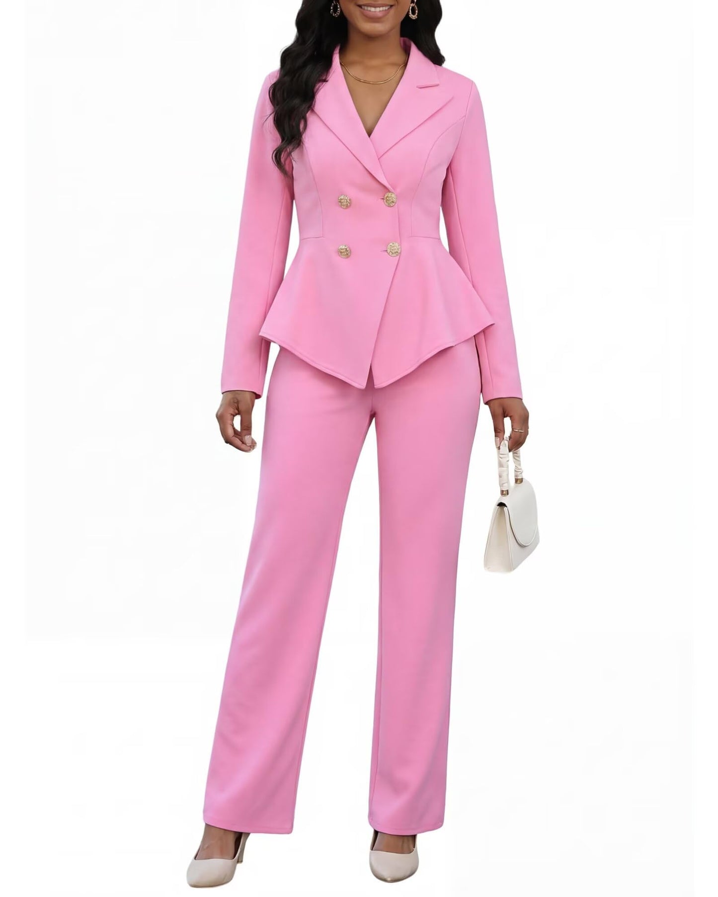 2 Piece Blazer and Wide Leg Pants Set