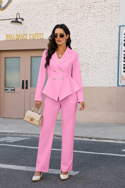 2 Piece Blazer and Wide Leg Pants Set