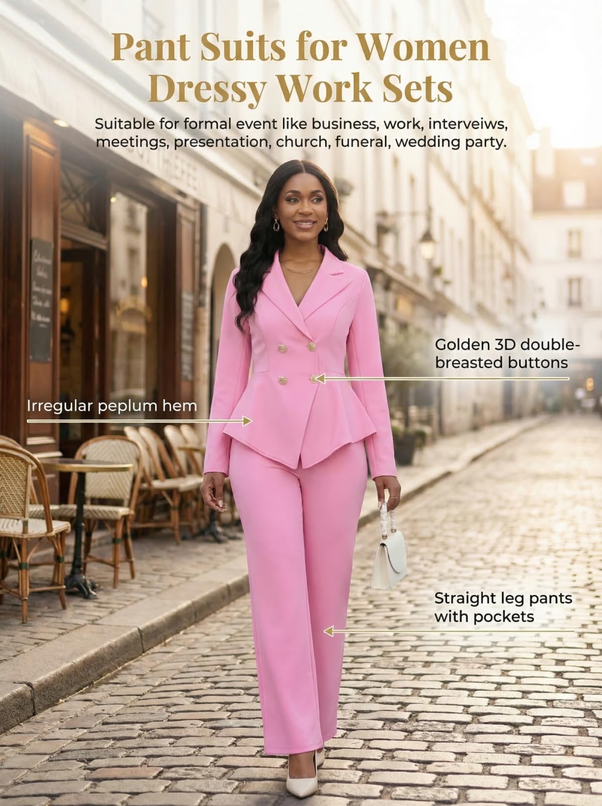 2 Piece Blazer and Wide Leg Pants Set