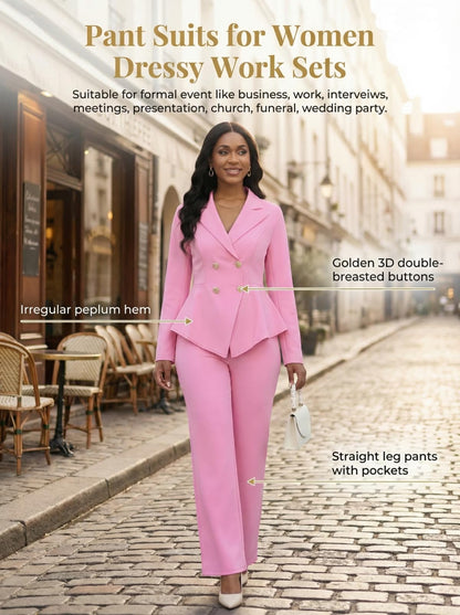 2 Piece Blazer and Wide Leg Pants Set