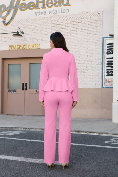 2 Piece Blazer and Wide Leg Pants Set