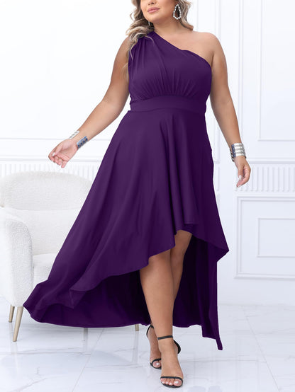 Plus Size One Shoulder Irregular Hem Dress