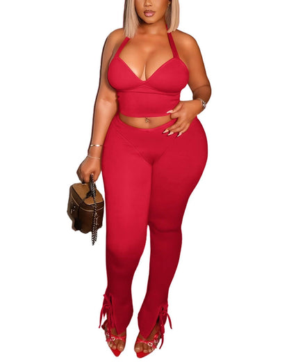 Backless Halter Crop Top & Pants Set