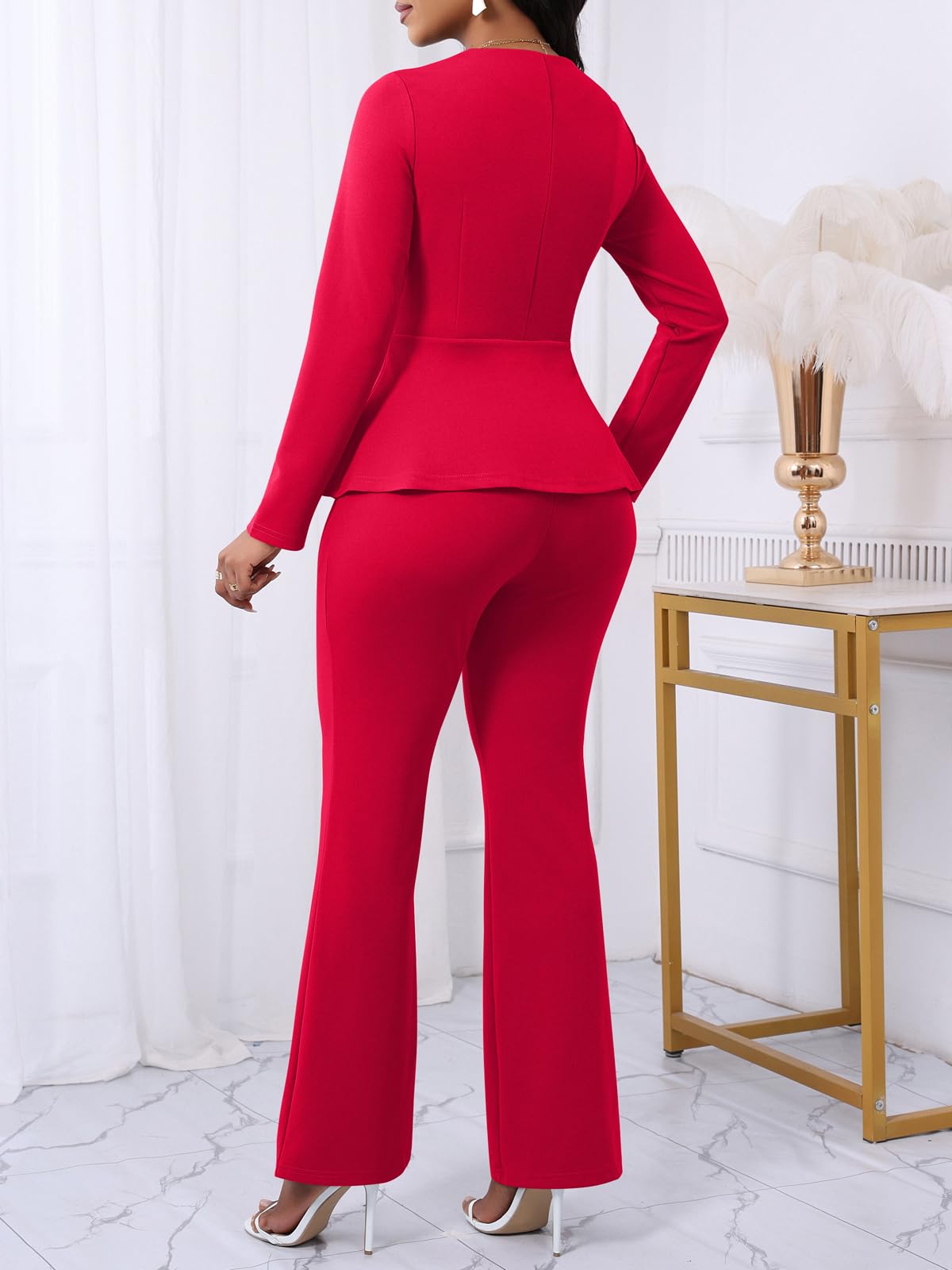 Peplum Blazer Flare Pants Set