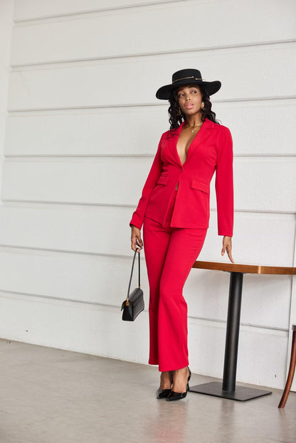 Lapel Blazer Pants Set