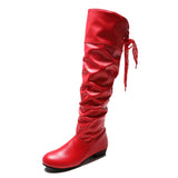 Primula Tie Up Pleated Knee-High Boots