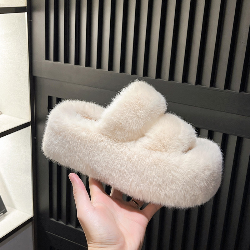Hibiscus Thick-Soled Fluffy Slippers