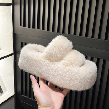 Hibiscus Thick-Soled Fluffy Slippers