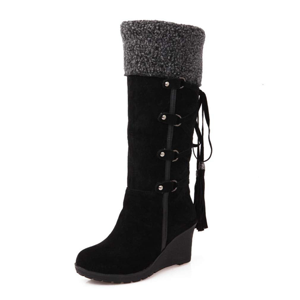 Magnolia Wedge Furry Knee-High Boots