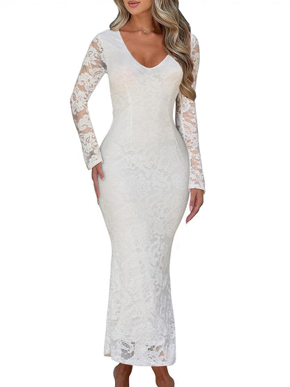 Floral Lace Flare Sleeve Dress