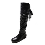 Primula Tie Up Pleated Knee-High Boots