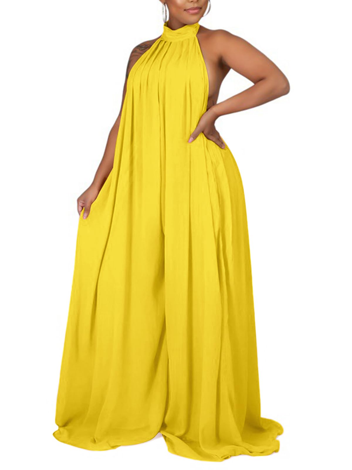 Halter Neck Wide Leg Jumpsuit