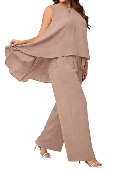 Ruffle Top & Wide Leg Pants Set