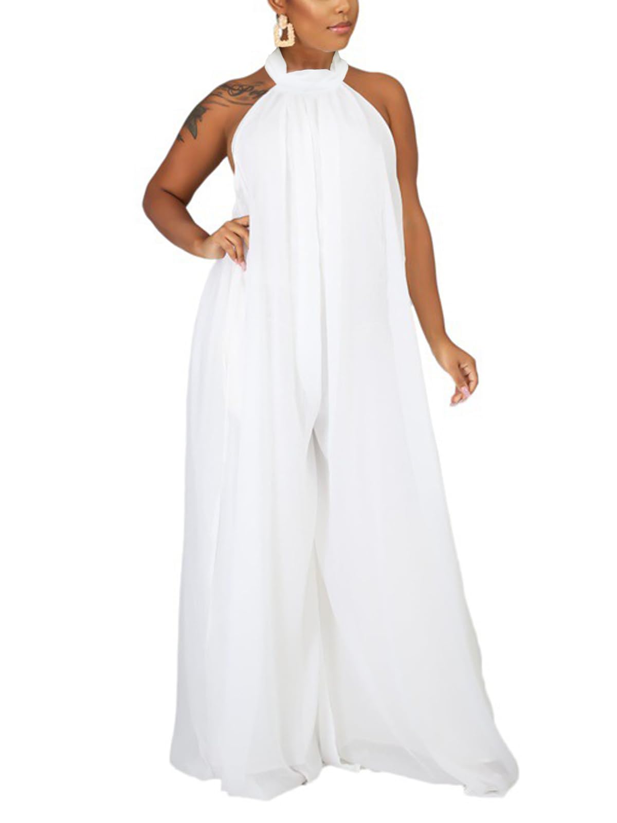 Halter Neck Wide Leg Jumpsuit