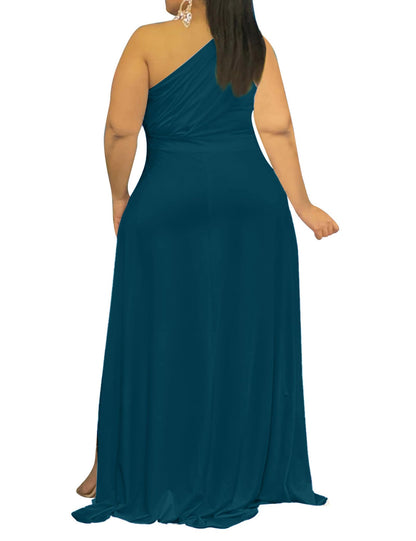Plus Size One Shoulder Irregular Hem Dress