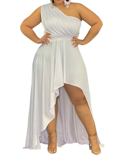 Plus Size One Shoulder Irregular Hem Dress