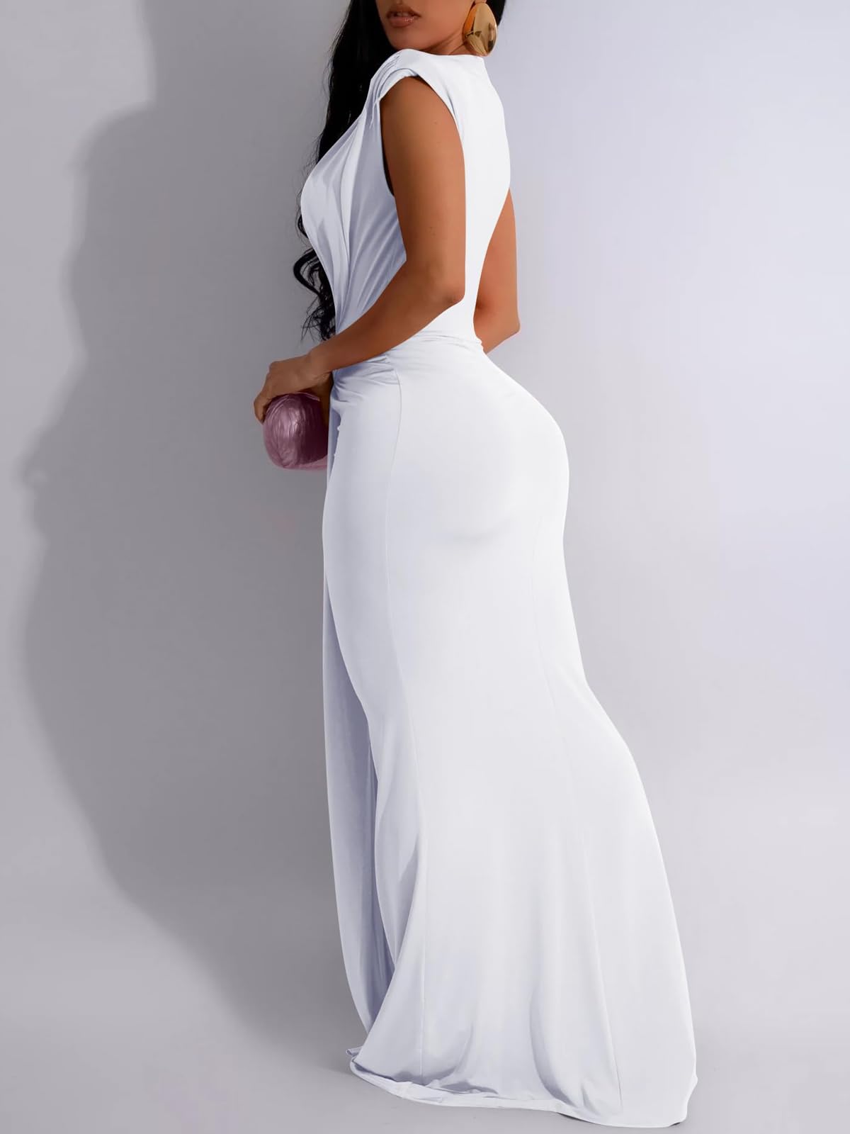 Deep V Neck Tie Front Maxi Dress